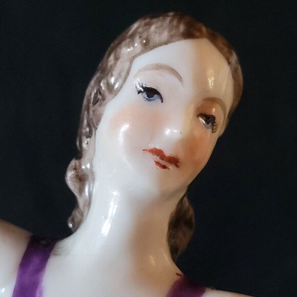 Antique Muller Dresden Lace Figurine Volkstedt Germany Blue MZ Crown Mark *Read - Picture 3 of 14
